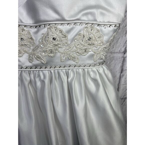 Wedding Dress Fit & Flare Empire Waist Spaghetti Strap Sequin Beaded Waist - Picture 7 of 8